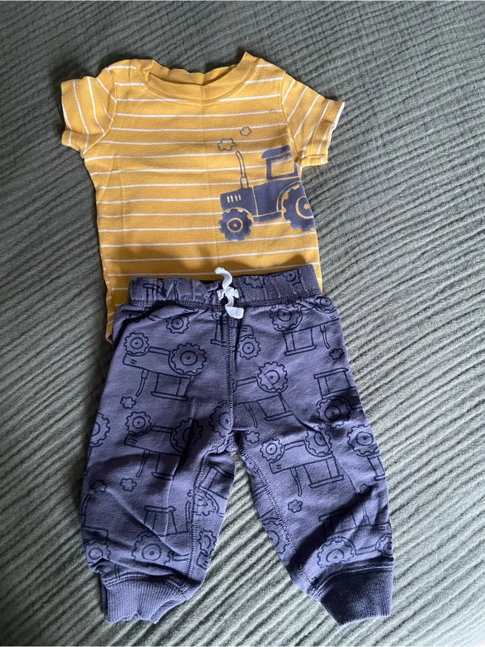 Carter's Yellow Striped Tractor Tee and Blue Jogger Set